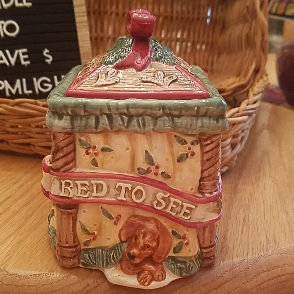 Fitz & Floyd Christmas Sugar Bowl w/Lid & Spoon Night Before Christmas